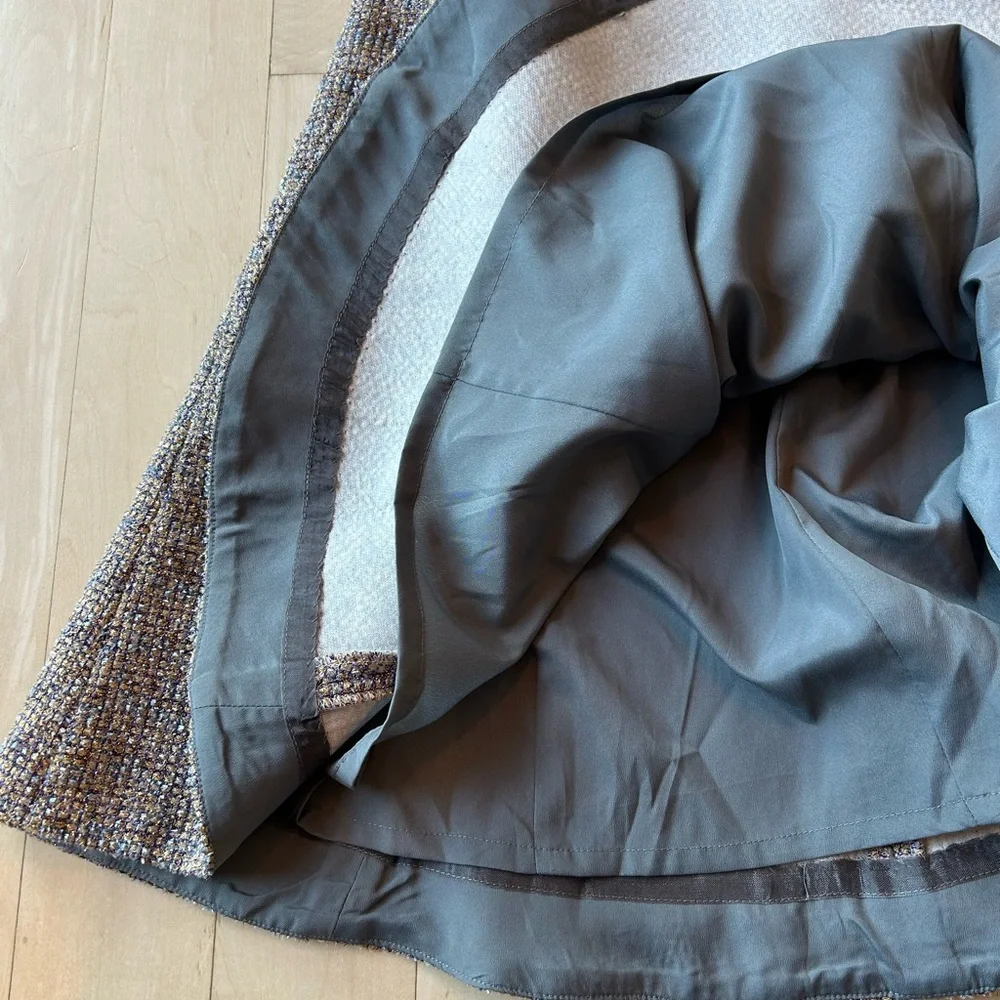J. Crew Metallic Gray/Mixed Tweed Fit & Flare Dress Stretch E1568 Size 8